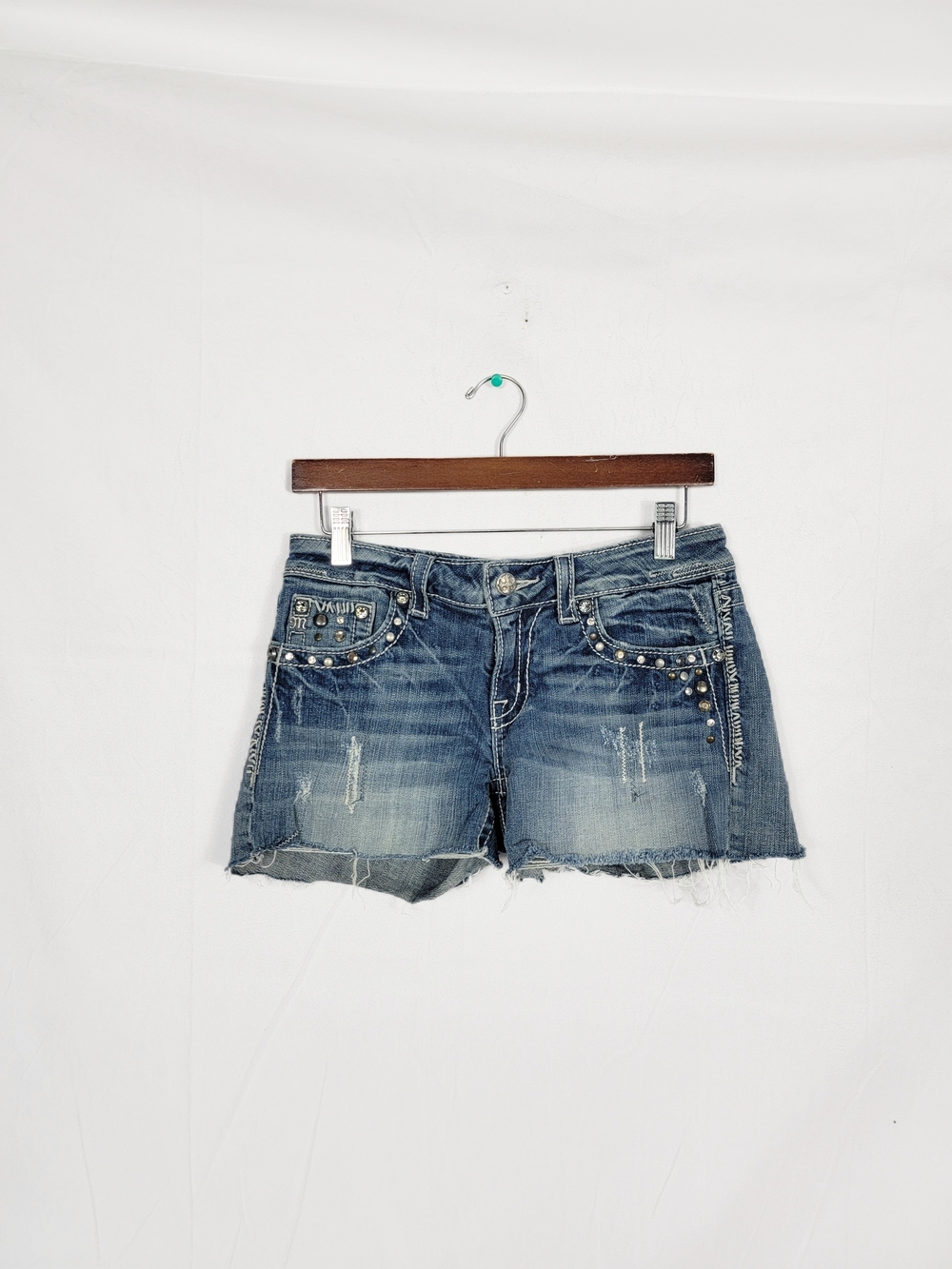 Miss Me Size 27 Distressed, Studded Jean Shorts